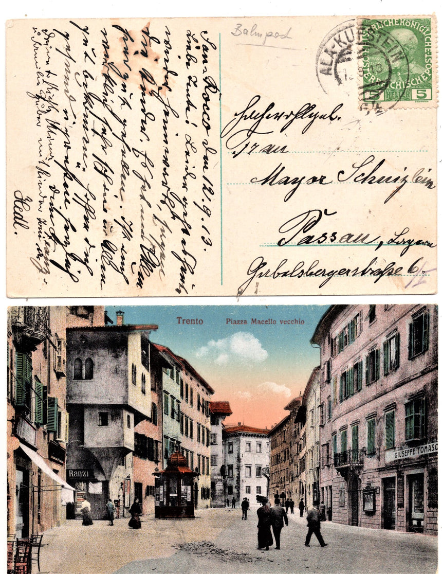 Cartolina antica Trento largo Carducci Tim. Ala Kufstein