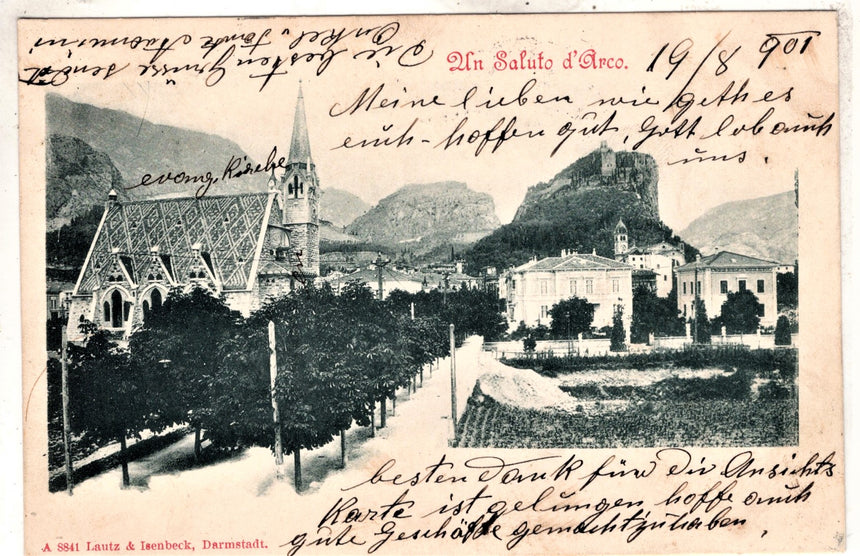 Cartolina antica Arco Trento un saluto d Arco