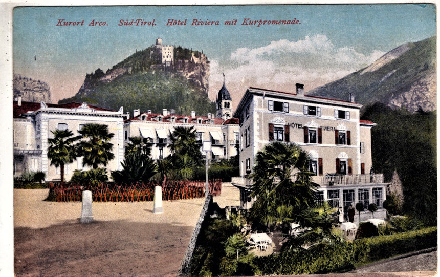 Cartolina antica Arco Trento Hotel Riviera