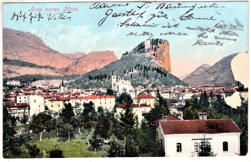 Cartolina antica Arco Trento Arco verso nord
