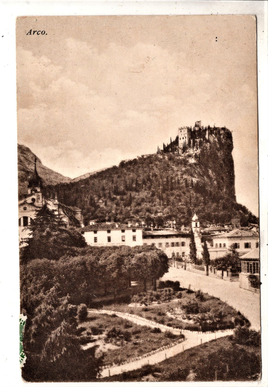 Cartolina antica Arco Trento panorama
