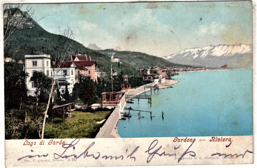 Cartolina antica Gardone sul Garda panorama