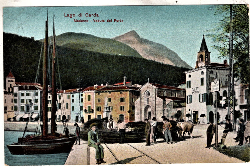 Cartolina antica Maderno sul Garda veduta del porto
