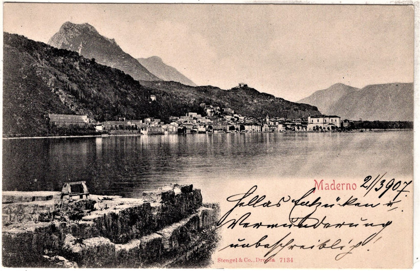 Cartolina antica Maderno sul Garda panorama