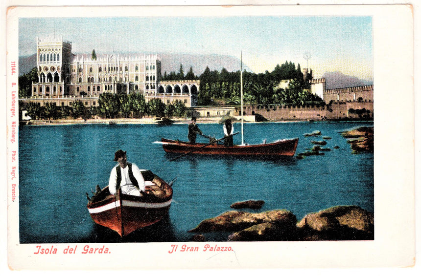 Cartolina antica Garda Gardasee isola del Garda il gran Palazzo