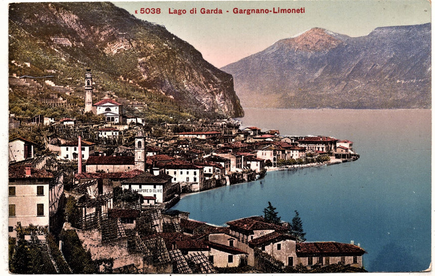 Cartolina antica Gargnano Limoneti del Garda panorama