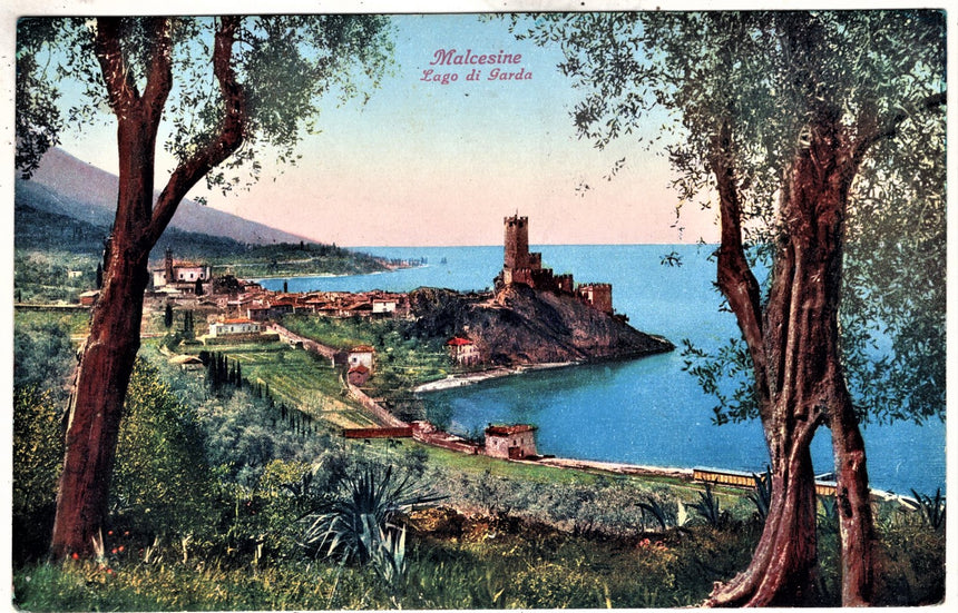 Cartolina antica Malcesine lago del Garda panorama