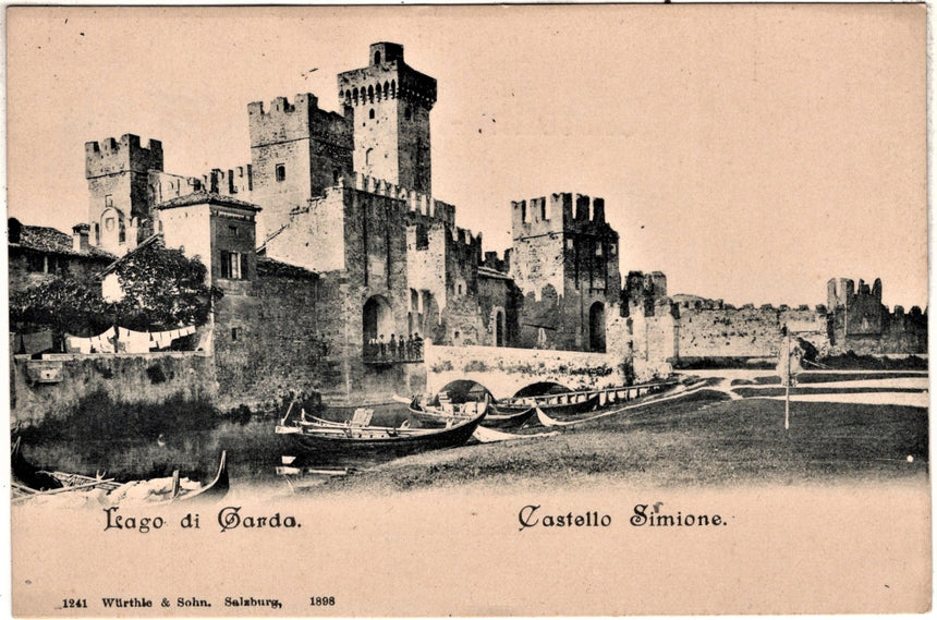 Cartolina antica Sirmione lago di Garda il castello