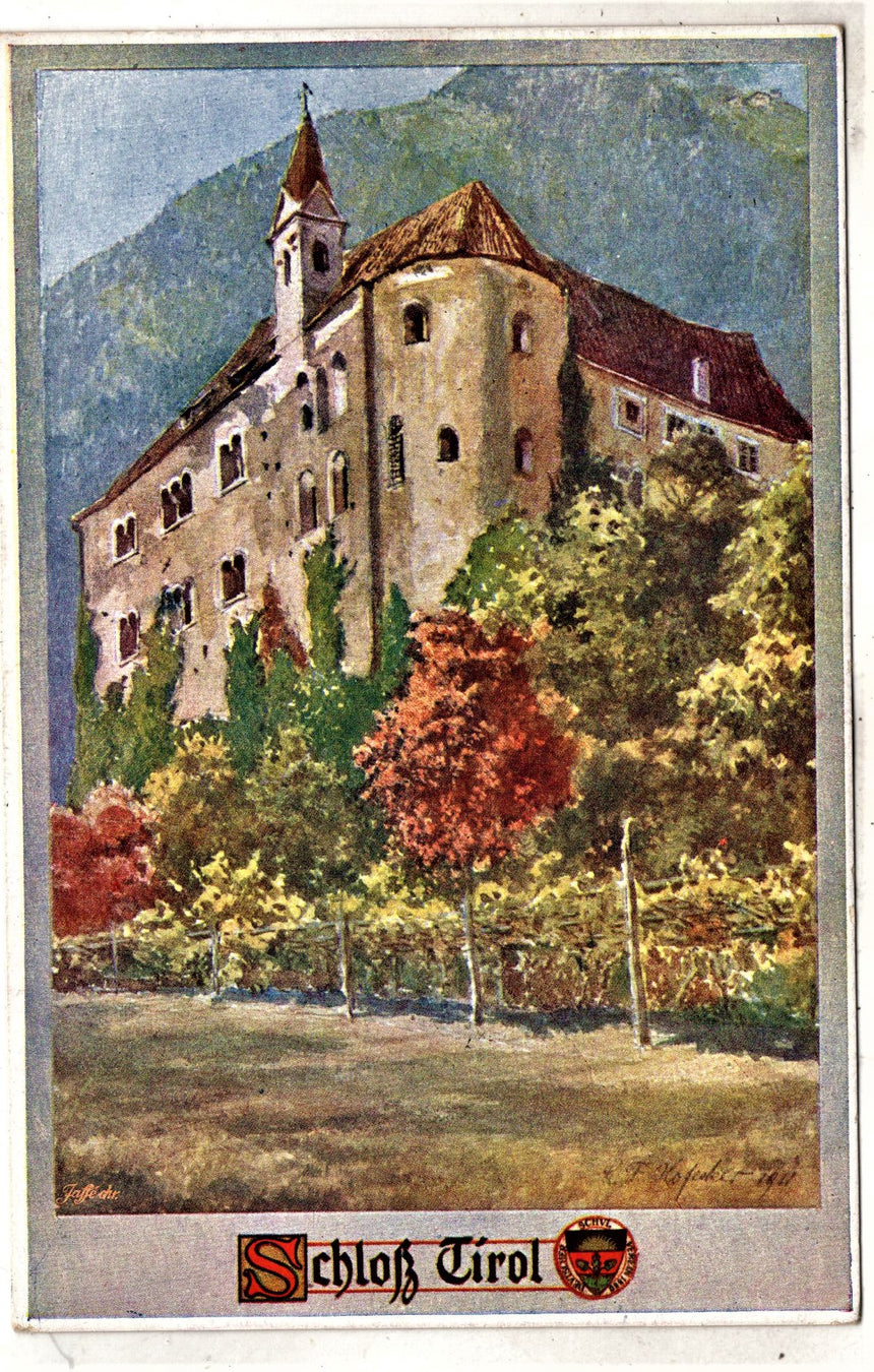 Cartolina antica Meran Schloss Tirol Schulverein 337