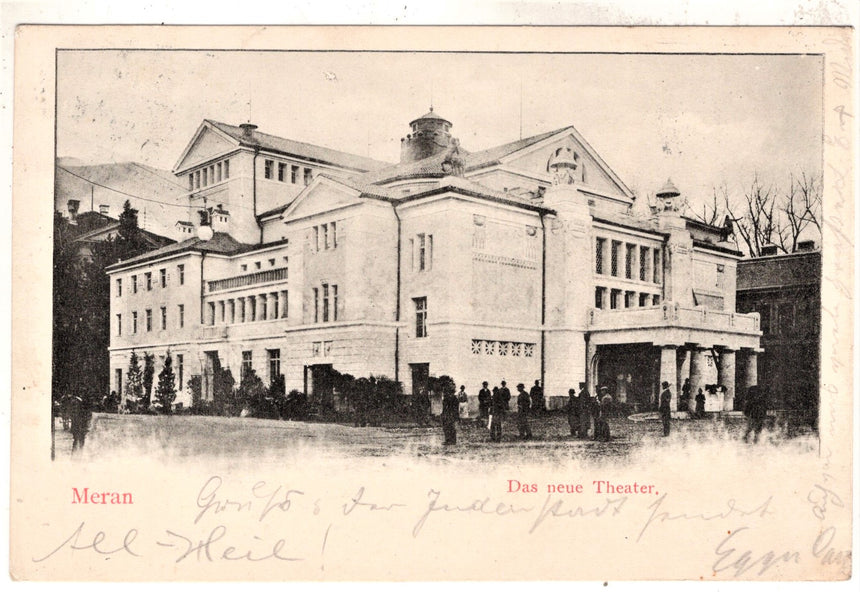Cartolina antica Meran das neue Theater