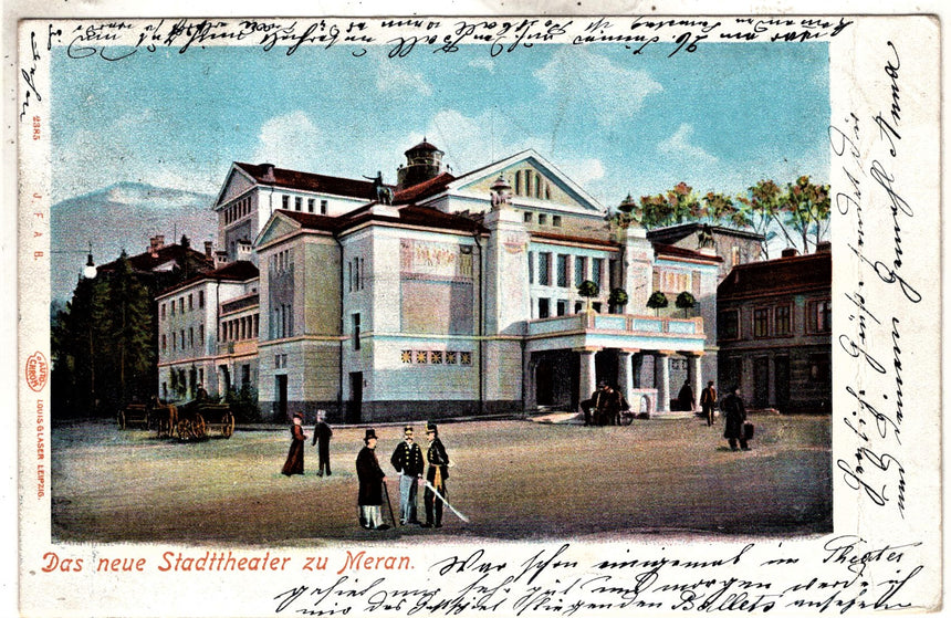 Cartolina antica Merano das neue Stadtheater zu Meran