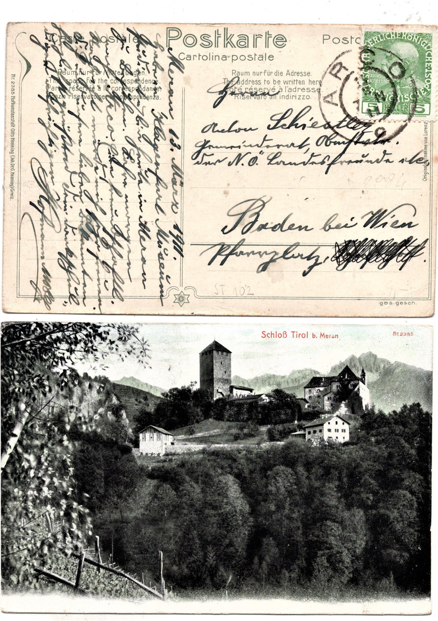 Cartolina antica Merano Schloss Tirol bei Meran