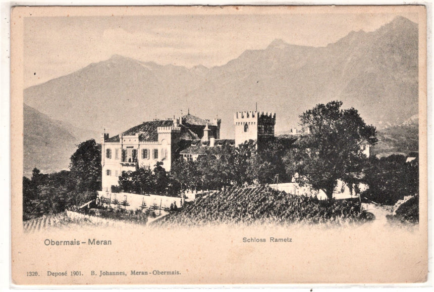 Cartolina antica Merano Obermais schloss Rametz
