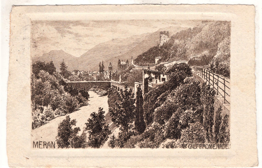 Cartolina antica Merano Meran Gilfpromenade