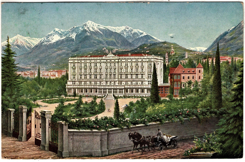 Cartolina antica Merano Palast Hotel Meran