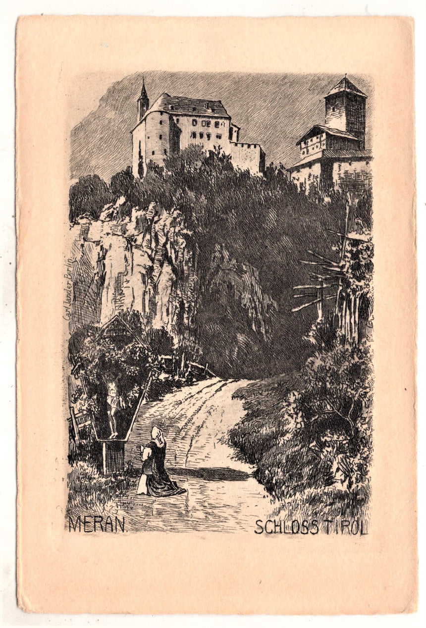 Cartolina antica Merano Schloss Tirol Meran