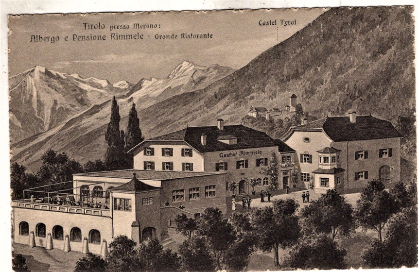 Cartolina antica Merano albergo Rimele Tirolo