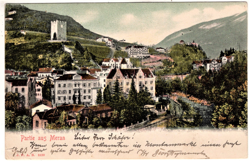 Cartolina antica Merano partie aus Meran