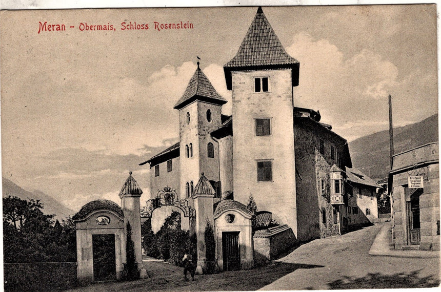 Cartolina antica Merano Obermais schloss Rosenstein