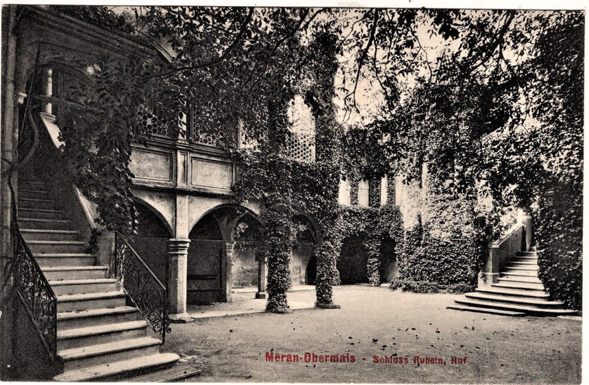Cartolina antica Merano Obermais Schloss Rubain Hof