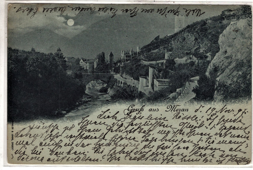Cartolina antica Merano Gruss aus Meran