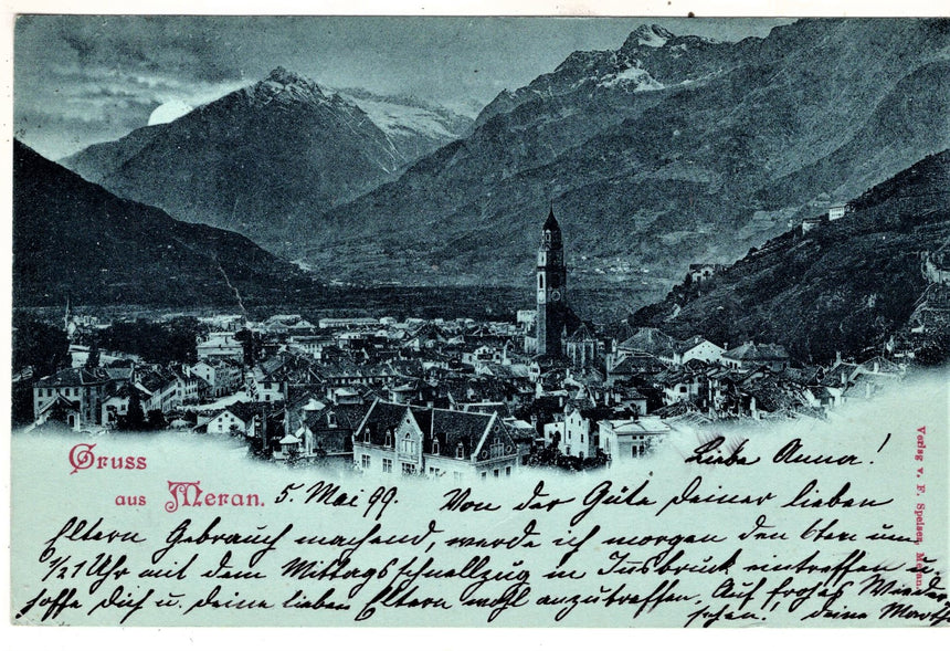 Cartolina antica Merano Gruss aus Meran