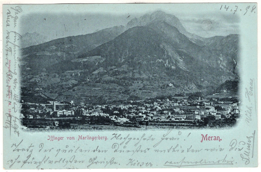 Cartolina antica Merano Gruss aus Meran
