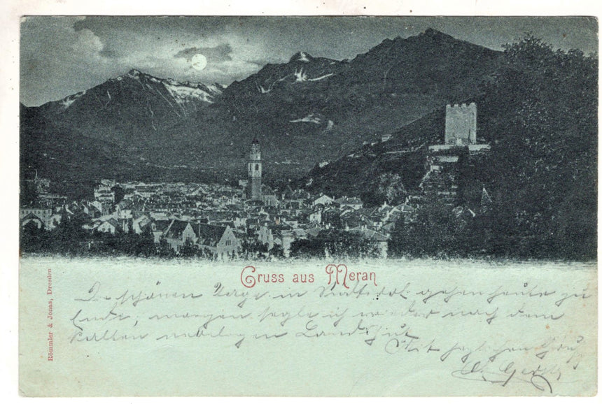 Cartolina antica Merano Gruss aus Meran