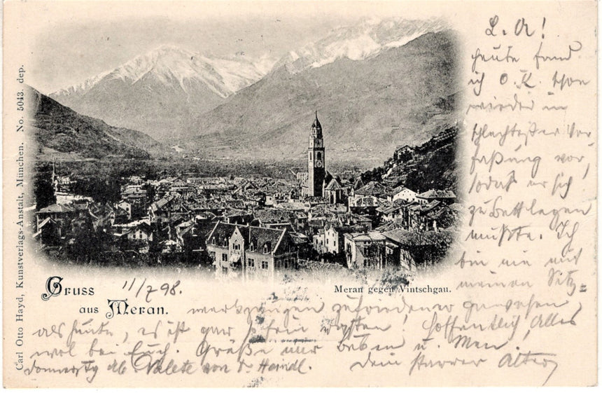 Cartolina antica Merano Gruss aus Meran