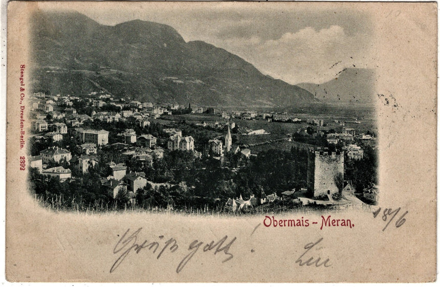 Cartolina antica Merano Obermais bei Meran