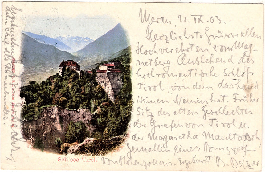 Cartolina antica Merano Schloss Tirol bei Meran