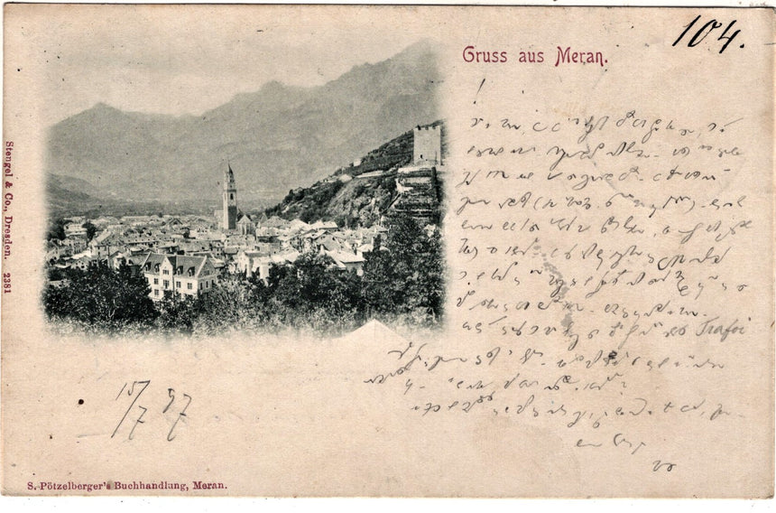 Cartolina antica Merano Gruss aus Meran