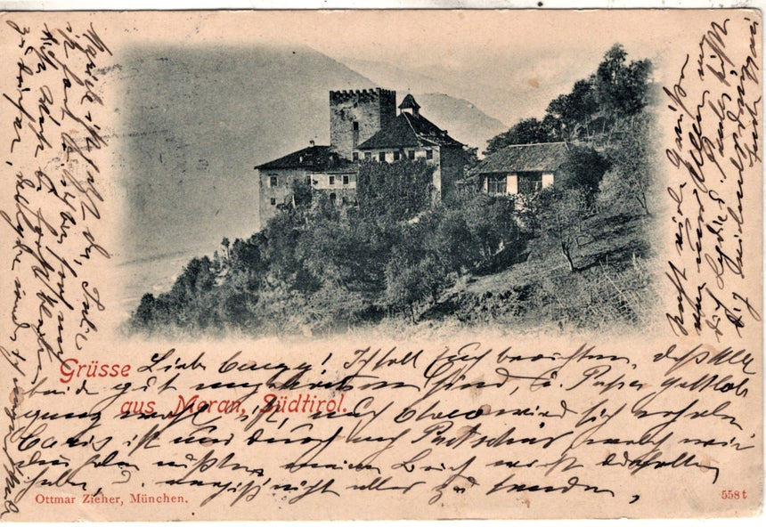 Cartolina antica Merano Grusse aus Meran Sudtirol