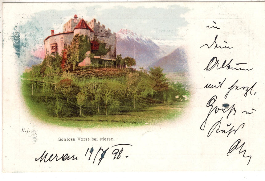 Cartolina antica Merano Schloss Vorst -Forst- bei Meran