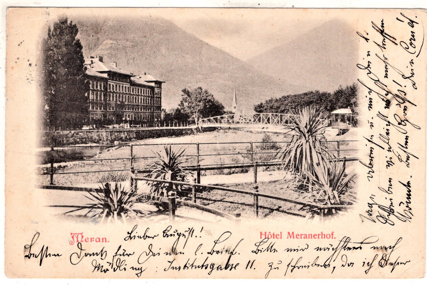Cartolina antica Merano hotel Meranerhof