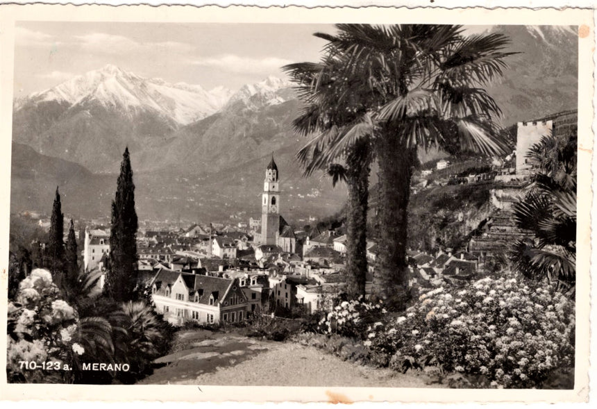 Cartolina antica Merano panorama 25 cens Rep Sociale Italiana
