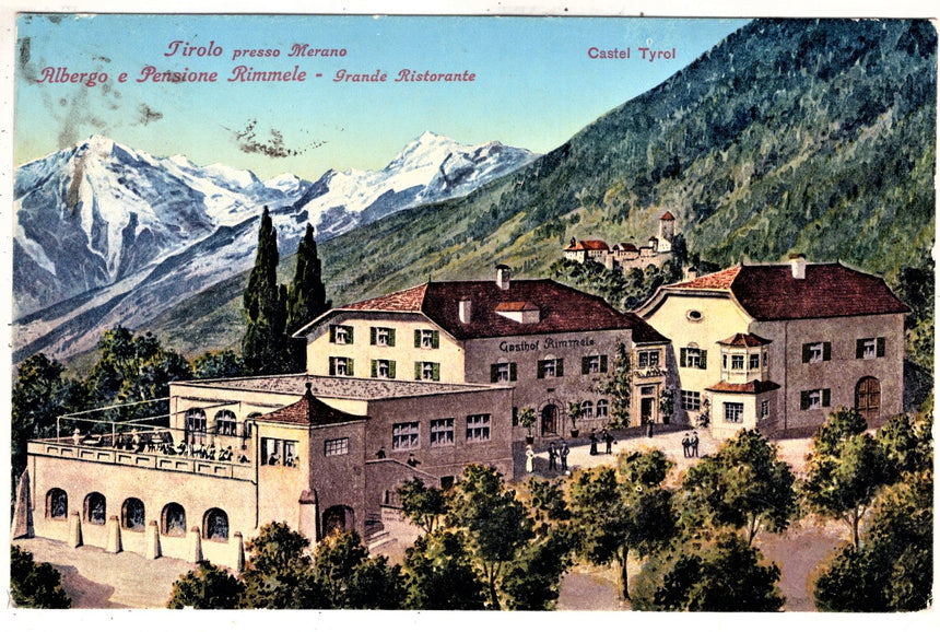 Cartolina antica Merano albergo Rimmele a Tirolo presso Merano