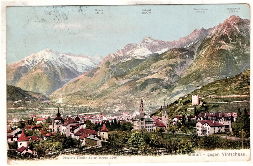 Cartolina antica Merano gegen Vintschgau