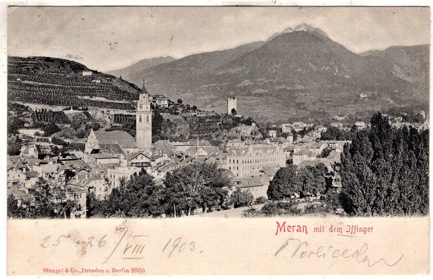 Cartolina antica Merano Meran mit dem Jssinger