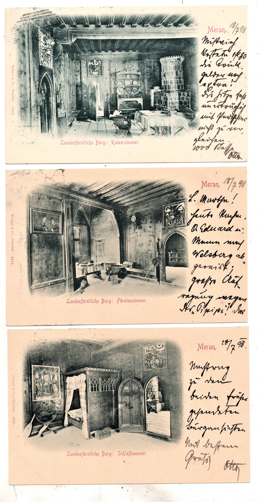 Cartolina antica Merano Landesfurstliche Burg Kaiserzimmer