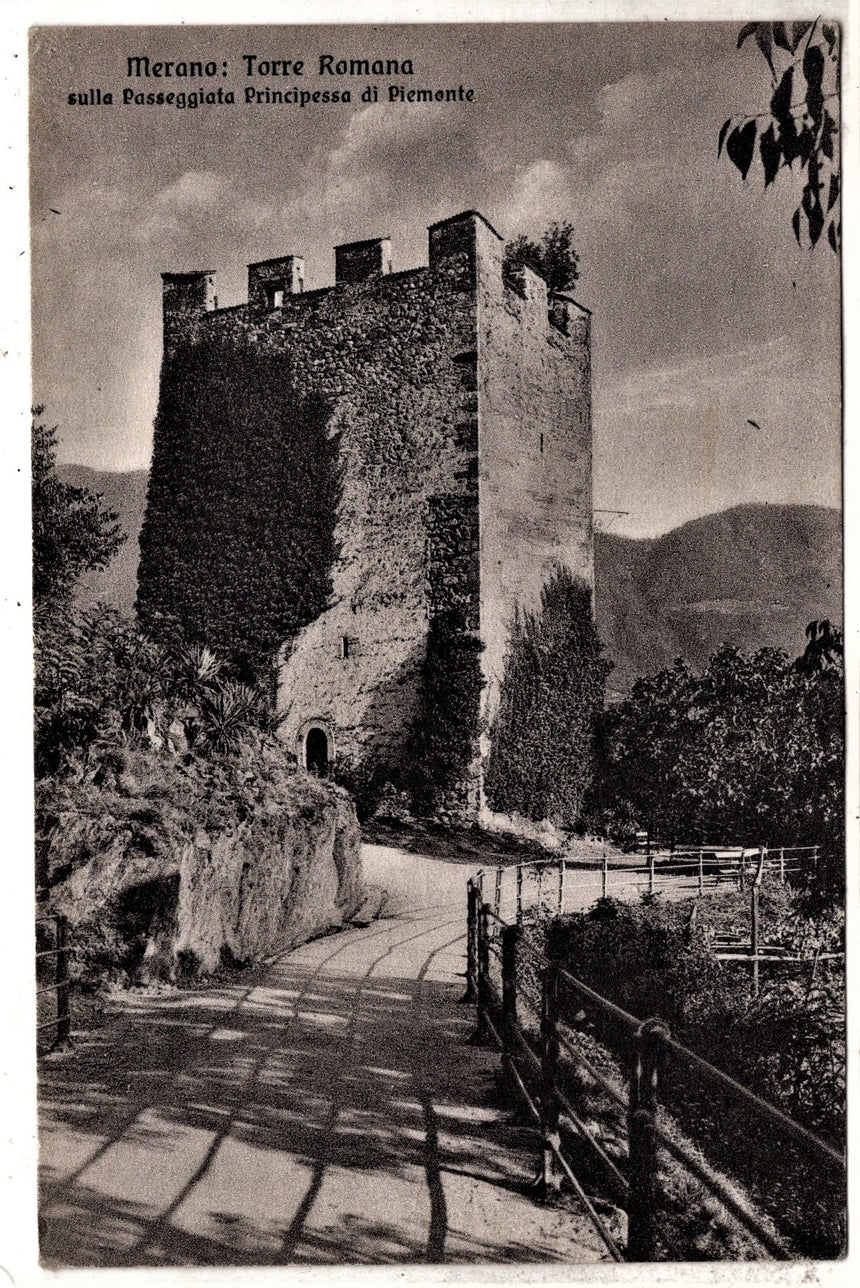 Cartolina antica Merano torre Romana