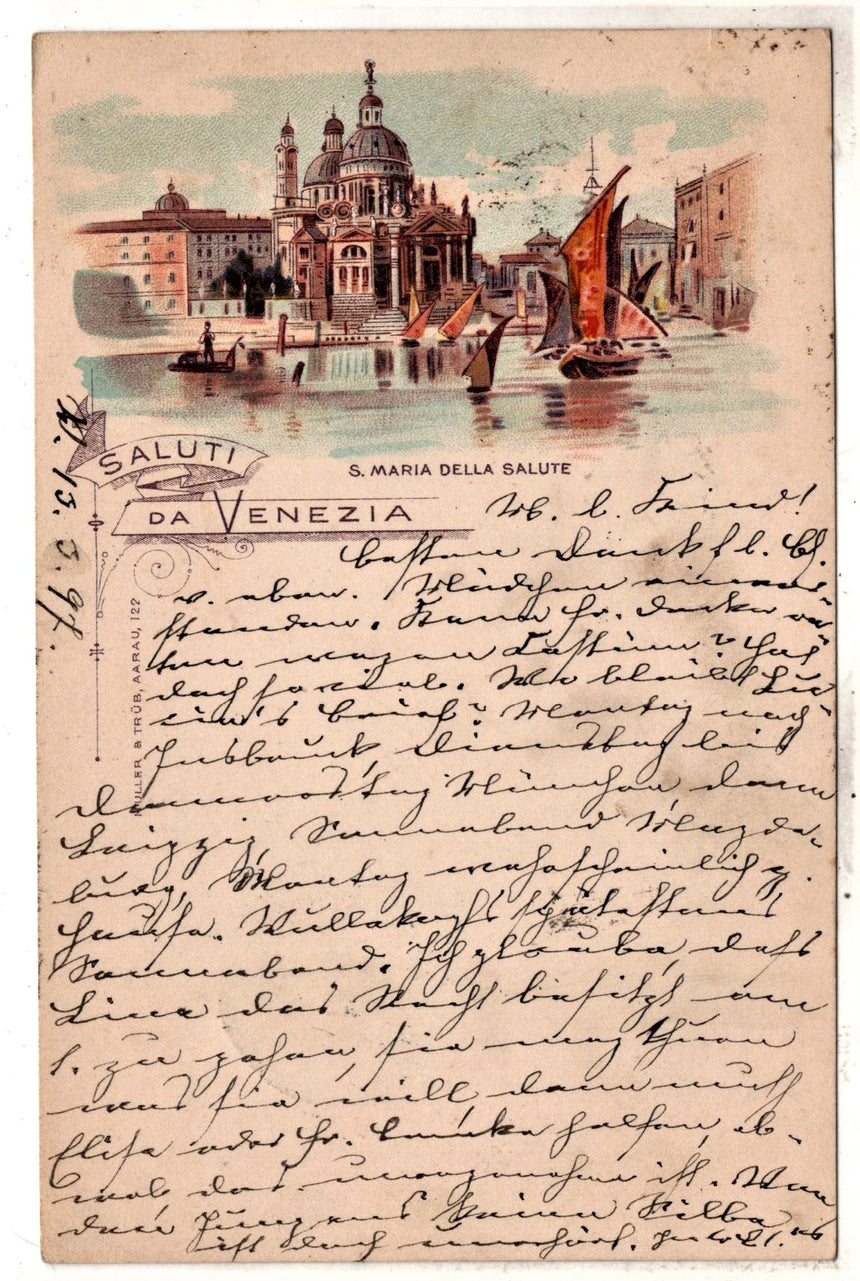Cartolina antica Venezia Saluti da Venezia 1897