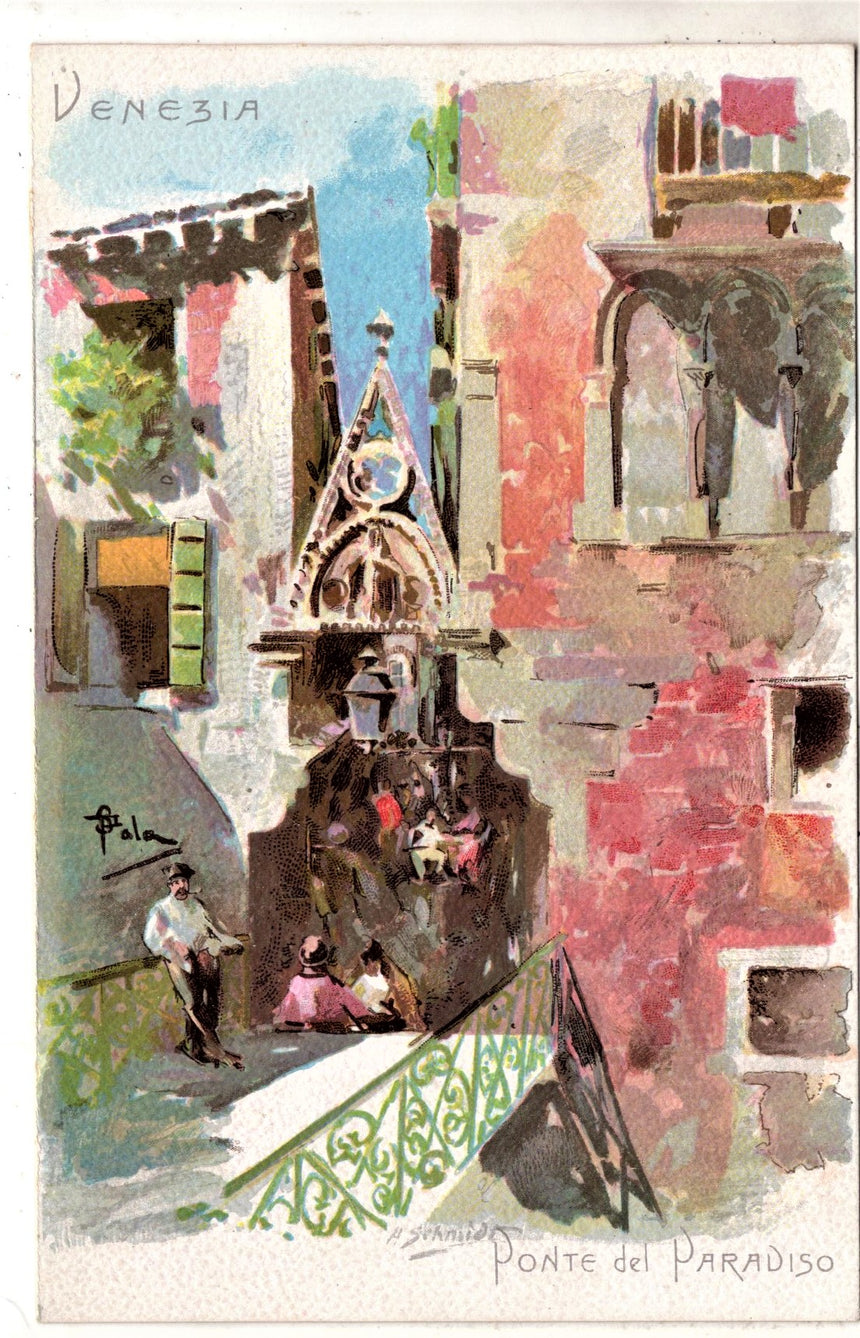 Cartolina antica Venezia ponte del Paradiso