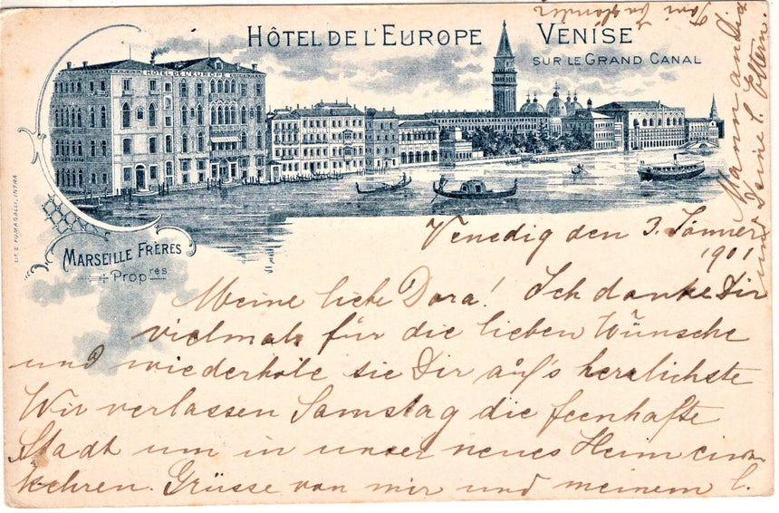 Cartolina antica Venezia Hotel dell Europe Venise x Vienna