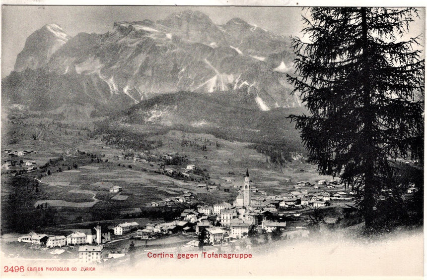 Cartolina antica Cortina d Ampezzo gegen Tofanagruppe