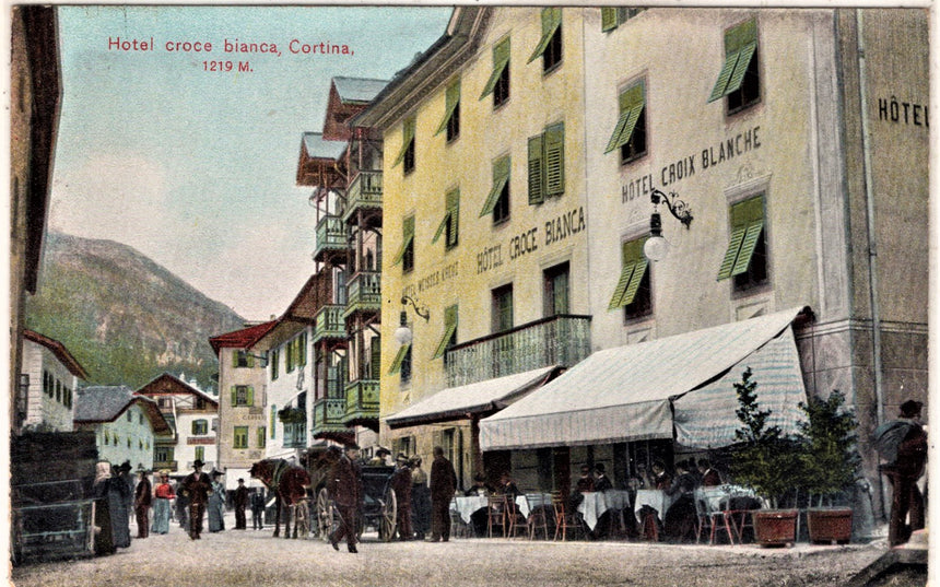 Cartolina antica Cortina Hotel Croce Bianca