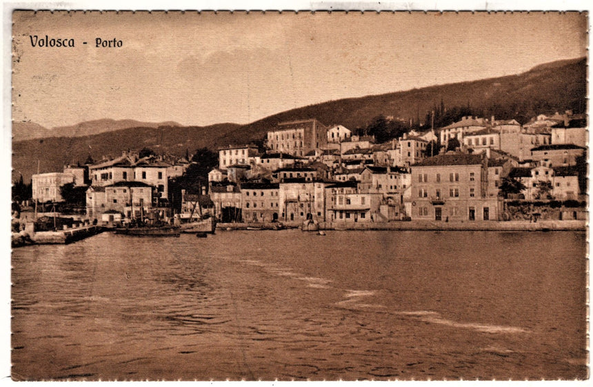 Cartolina antica Volosca il porto Croazia