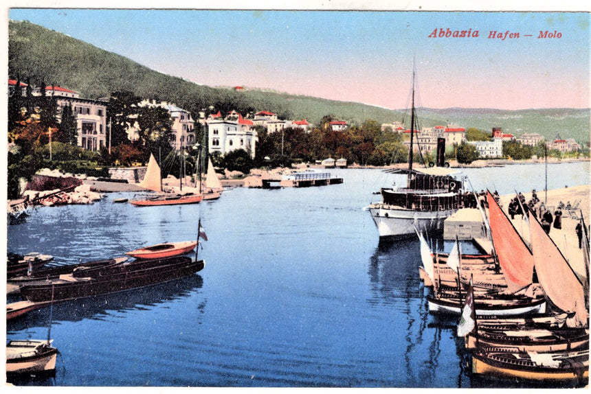 Cartolina antica Abbazia il porto Croazia