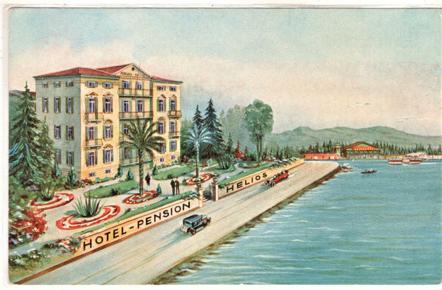 Cartolina antica Lussinpiccolo Istria Gigale Hotel Helios Croazia