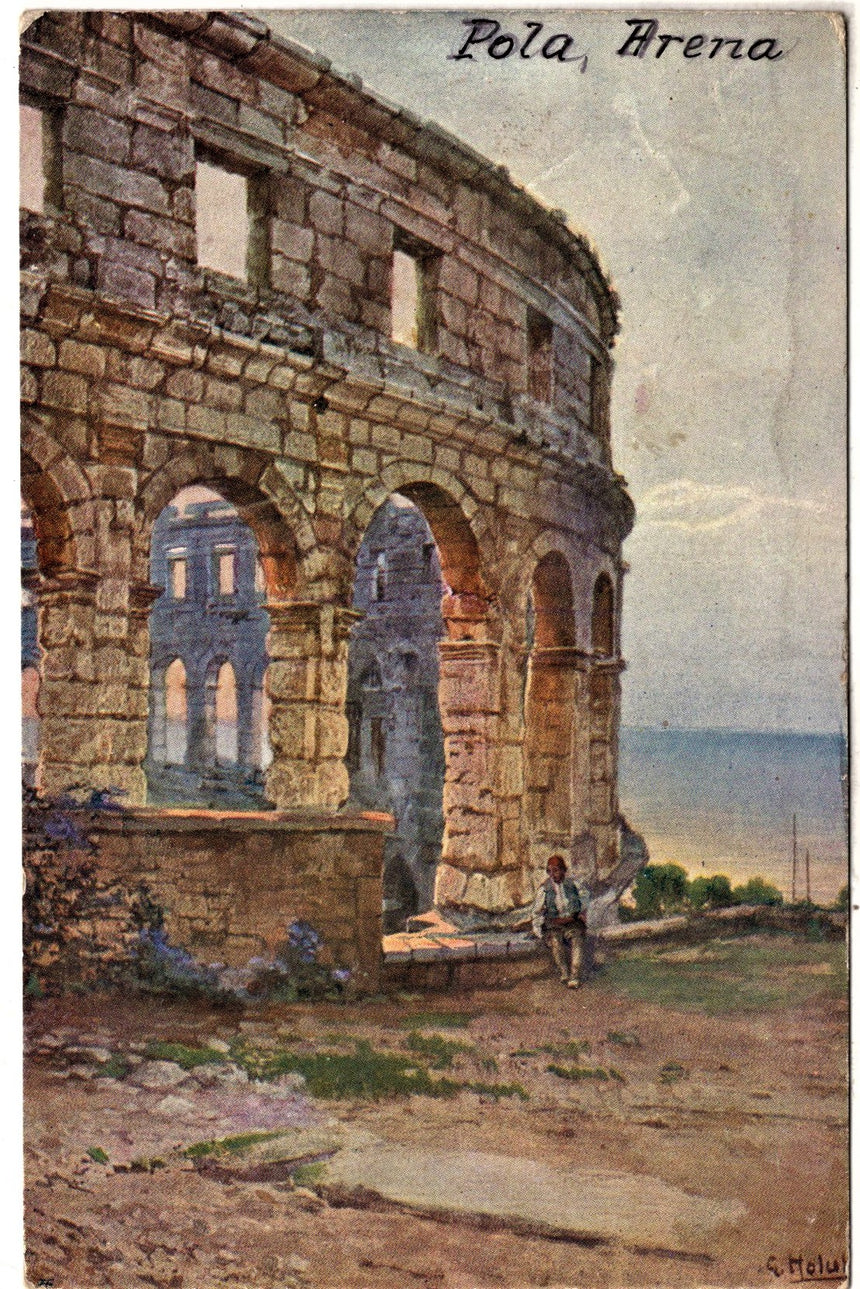 Cartolina antica Pola Arena Istria Croazia